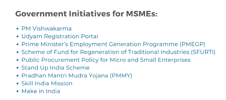 Government initiatives for MSMEs
